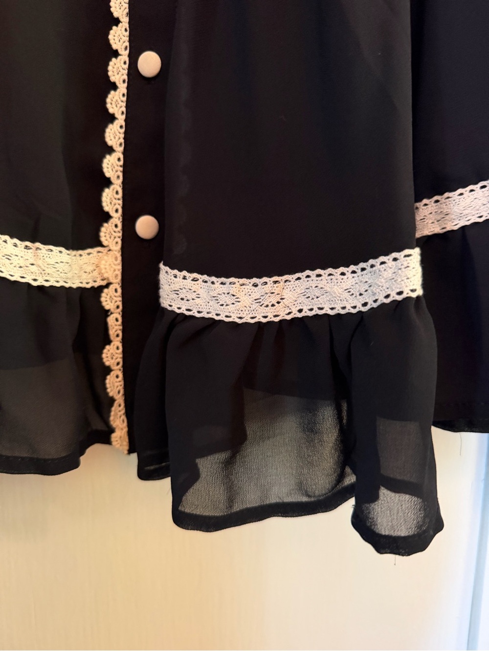 Hot Topic Black Button-Up Lace Collar Chiffon Dress Sz L nwt - Picture 5 of 9